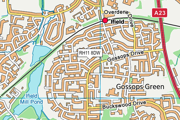 RH11 8DW map - OS VectorMap District (Ordnance Survey)