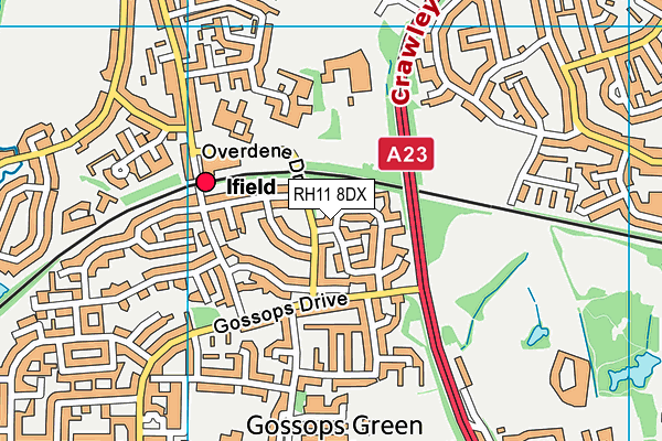 RH11 8DX map - OS VectorMap District (Ordnance Survey)