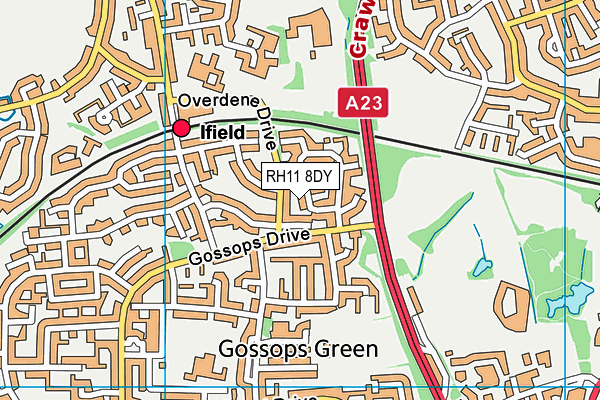 RH11 8DY map - OS VectorMap District (Ordnance Survey)