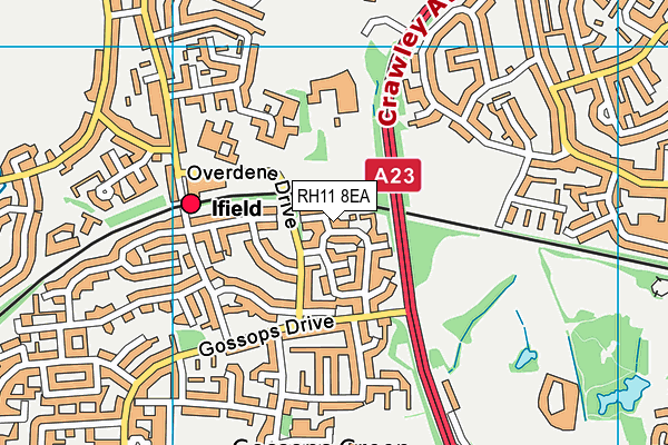 RH11 8EA map - OS VectorMap District (Ordnance Survey)