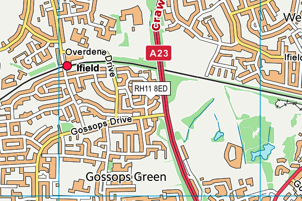 RH11 8ED map - OS VectorMap District (Ordnance Survey)