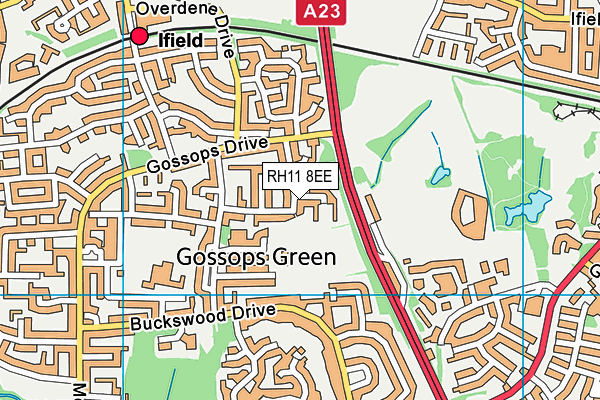 RH11 8EE map - OS VectorMap District (Ordnance Survey)