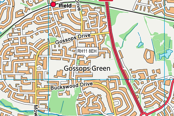 RH11 8EH map - OS VectorMap District (Ordnance Survey)