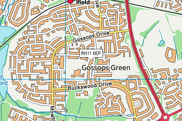RH11 8EP map - OS VectorMap District (Ordnance Survey)