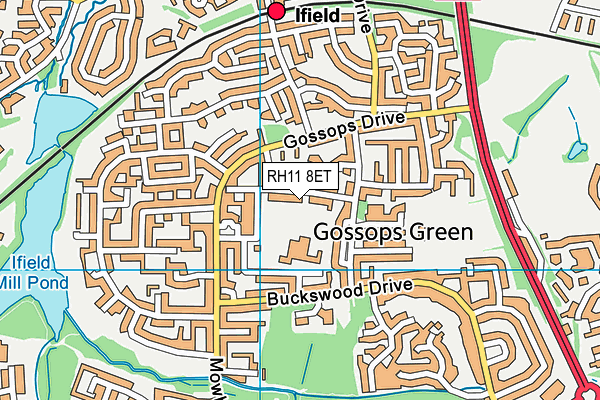 RH11 8ET map - OS VectorMap District (Ordnance Survey)