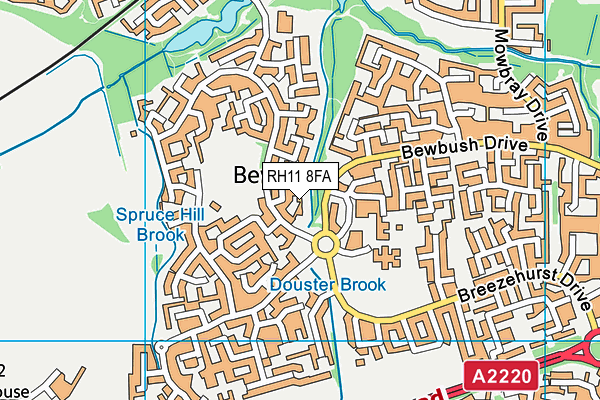 RH11 8FA map - OS VectorMap District (Ordnance Survey)