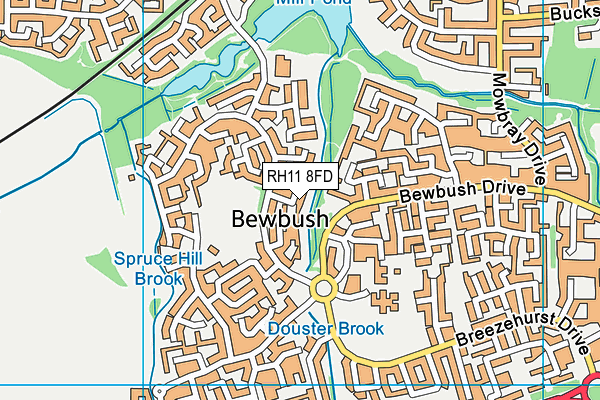 RH11 8FD map - OS VectorMap District (Ordnance Survey)