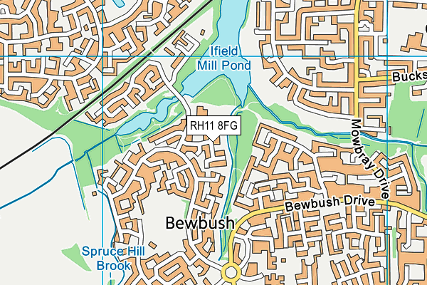 RH11 8FG map - OS VectorMap District (Ordnance Survey)