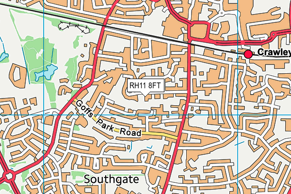 RH11 8FT map - OS VectorMap District (Ordnance Survey)