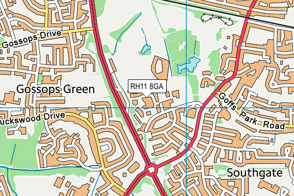 RH11 8GA map - OS VectorMap District (Ordnance Survey)