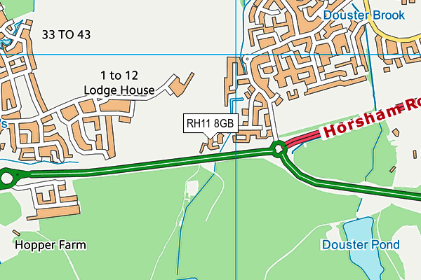 RH11 8GB map - OS VectorMap District (Ordnance Survey)