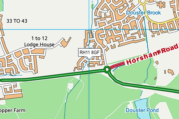 RH11 8GF map - OS VectorMap District (Ordnance Survey)