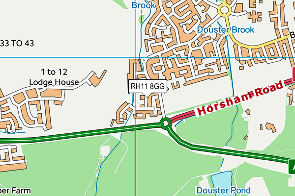RH11 8GG map - OS VectorMap District (Ordnance Survey)