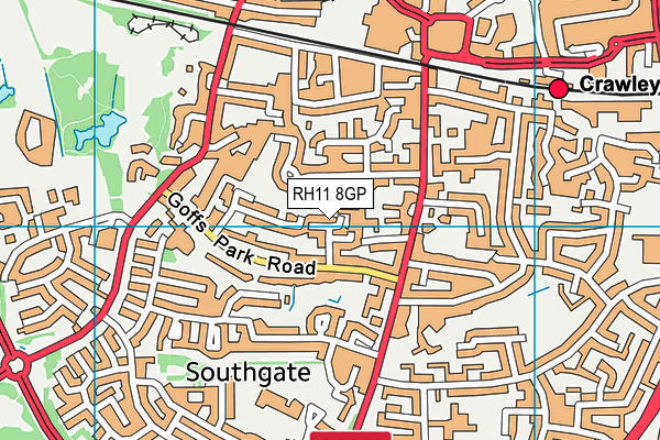 RH11 8GP map - OS VectorMap District (Ordnance Survey)