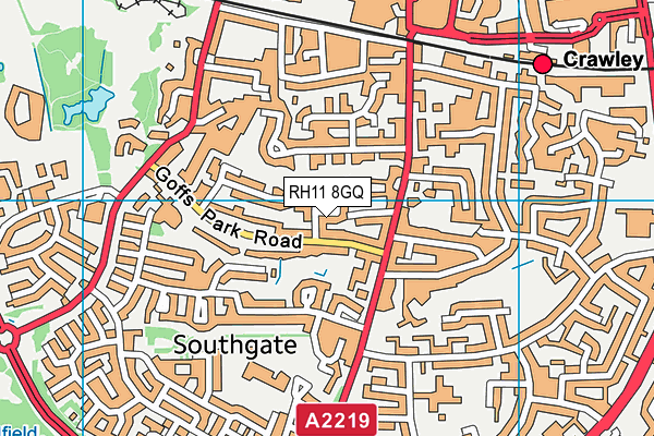 RH11 8GQ map - OS VectorMap District (Ordnance Survey)