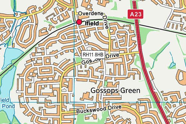 RH11 8HB map - OS VectorMap District (Ordnance Survey)