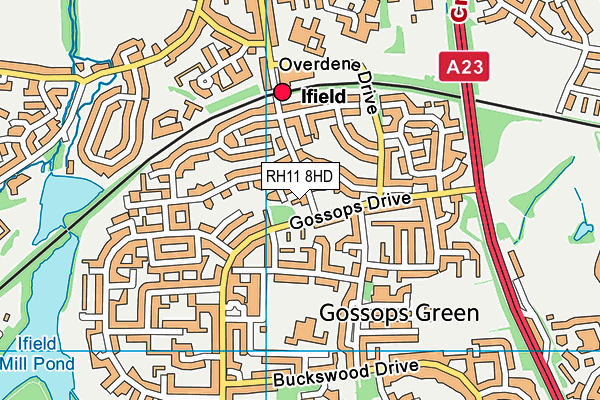 RH11 8HD map - OS VectorMap District (Ordnance Survey)