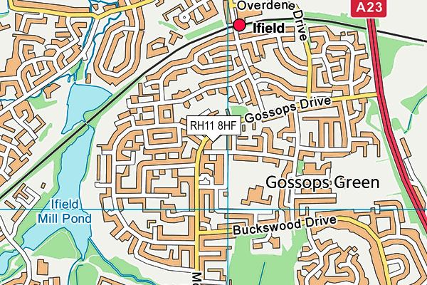 RH11 8HF map - OS VectorMap District (Ordnance Survey)