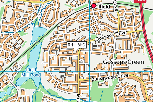 RH11 8HG map - OS VectorMap District (Ordnance Survey)