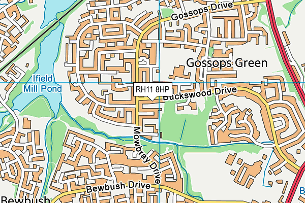 RH11 8HP map - OS VectorMap District (Ordnance Survey)