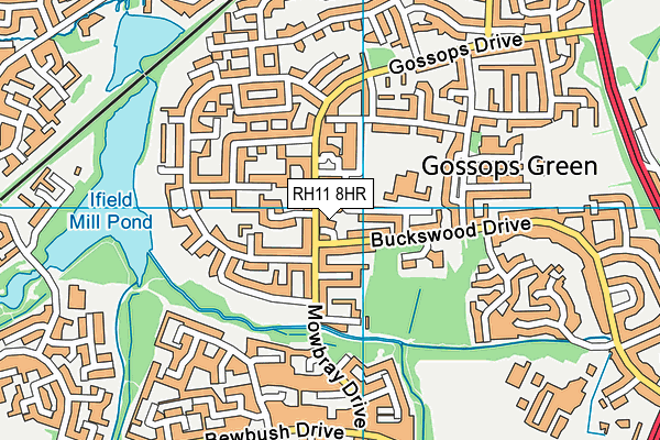 RH11 8HR map - OS VectorMap District (Ordnance Survey)
