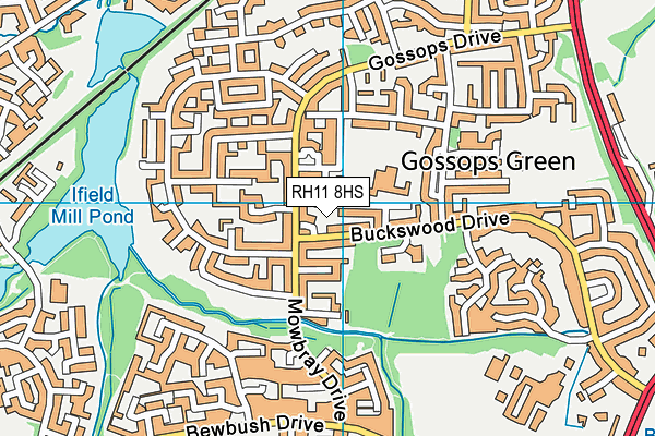 RH11 8HS map - OS VectorMap District (Ordnance Survey)