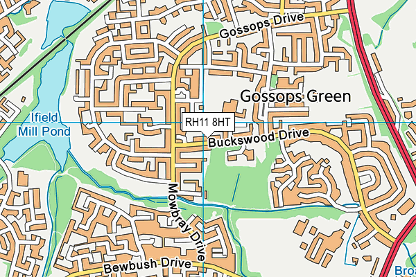 RH11 8HT map - OS VectorMap District (Ordnance Survey)