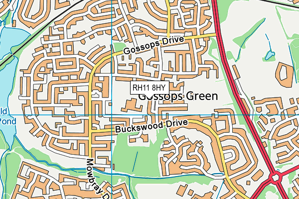 RH11 8HY map - OS VectorMap District (Ordnance Survey)