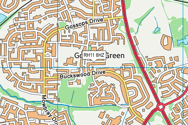 Gossops Green Playing Fields map (RH11 8HZ) - OS VectorMap District (Ordnance Survey)