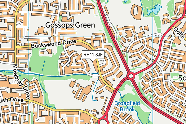 RH11 8JF map - OS VectorMap District (Ordnance Survey)