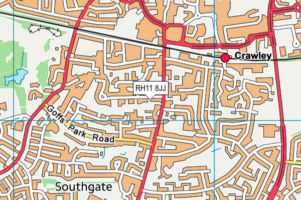 RH11 8JJ map - OS VectorMap District (Ordnance Survey)