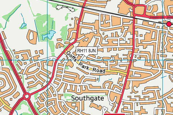 RH11 8JN map - OS VectorMap District (Ordnance Survey)