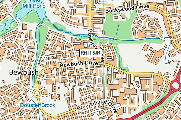 RH11 8JR map - OS VectorMap District (Ordnance Survey)