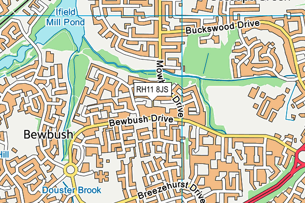 RH11 8JS map - OS VectorMap District (Ordnance Survey)