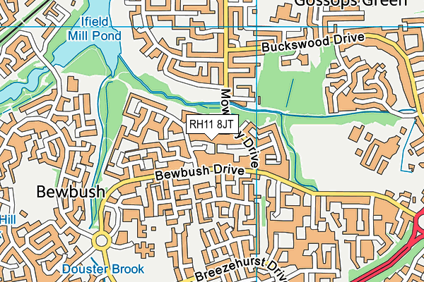 RH11 8JT map - OS VectorMap District (Ordnance Survey)