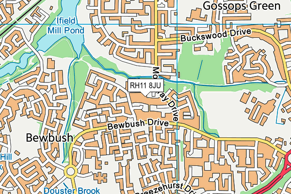 RH11 8JU map - OS VectorMap District (Ordnance Survey)