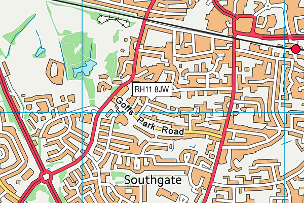 RH11 8JW map - OS VectorMap District (Ordnance Survey)