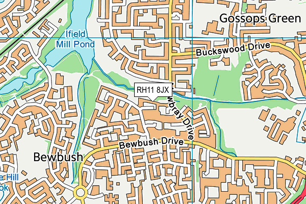 RH11 8JX map - OS VectorMap District (Ordnance Survey)