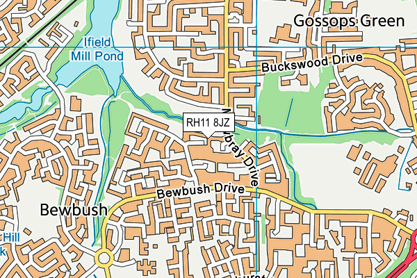 RH11 8JZ map - OS VectorMap District (Ordnance Survey)