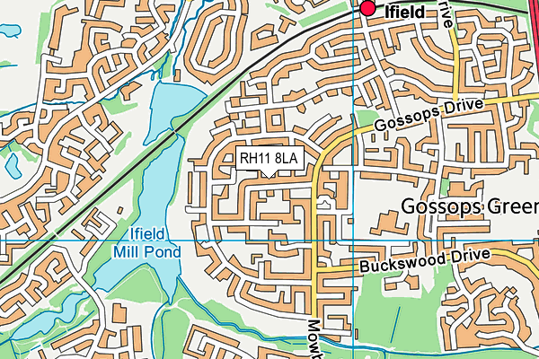 RH11 8LA map - OS VectorMap District (Ordnance Survey)