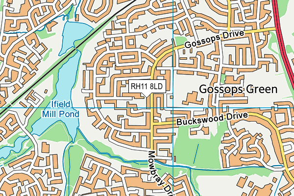 RH11 8LD map - OS VectorMap District (Ordnance Survey)