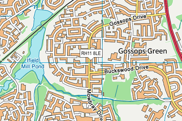 RH11 8LE map - OS VectorMap District (Ordnance Survey)