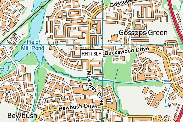 RH11 8LF map - OS VectorMap District (Ordnance Survey)