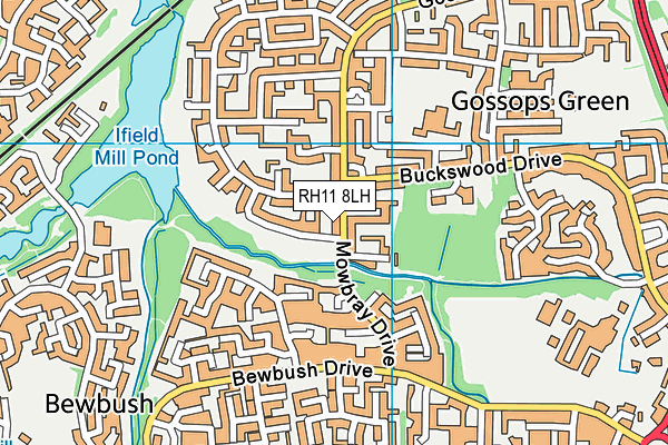 RH11 8LH map - OS VectorMap District (Ordnance Survey)