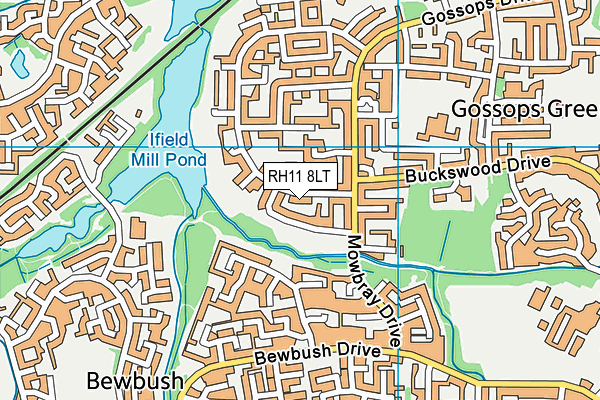 RH11 8LT map - OS VectorMap District (Ordnance Survey)