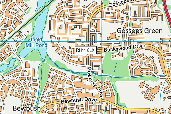 RH11 8LX map - OS VectorMap District (Ordnance Survey)