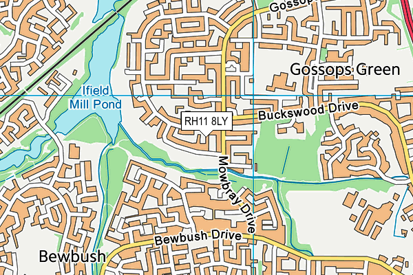 RH11 8LY map - OS VectorMap District (Ordnance Survey)