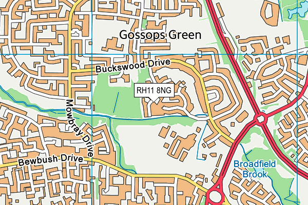 RH11 8NG map - OS VectorMap District (Ordnance Survey)