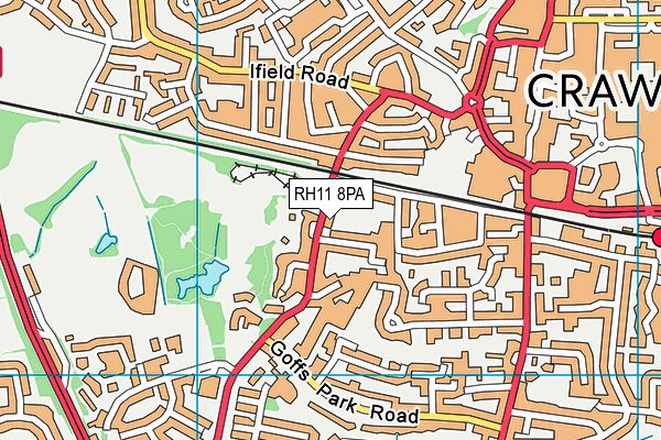 RH11 8PA map - OS VectorMap District (Ordnance Survey)