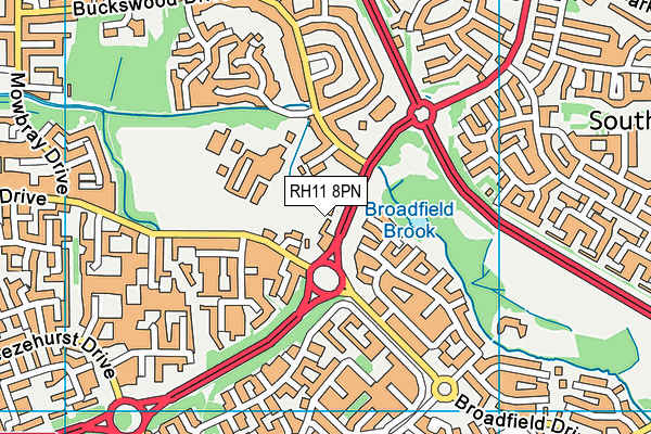 RH11 8PN map - OS VectorMap District (Ordnance Survey)